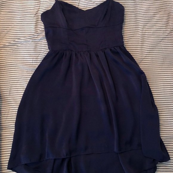 Talula by Aritzia Navy Blue Satin Dress - Picture 1 of 3